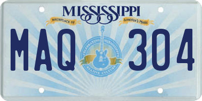 MS license plate MAQ304