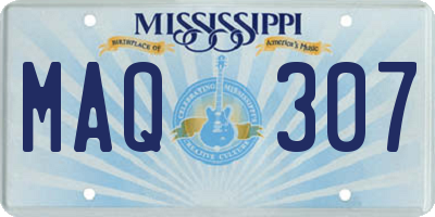 MS license plate MAQ307