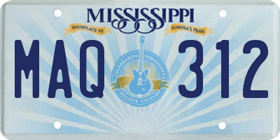 MS license plate MAQ312