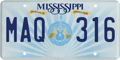 MS license plate MAQ316