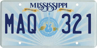 MS license plate MAQ321
