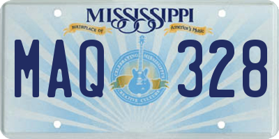 MS license plate MAQ328