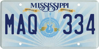 MS license plate MAQ334