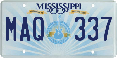 MS license plate MAQ337
