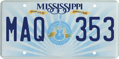 MS license plate MAQ353