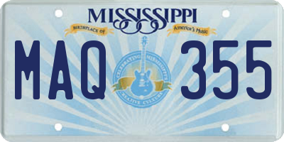 MS license plate MAQ355