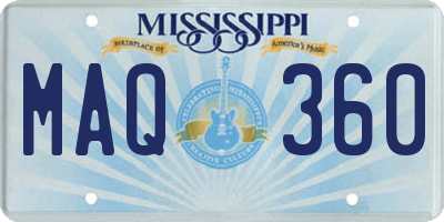 MS license plate MAQ360