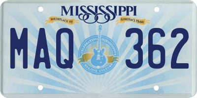 MS license plate MAQ362