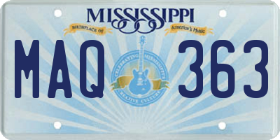 MS license plate MAQ363