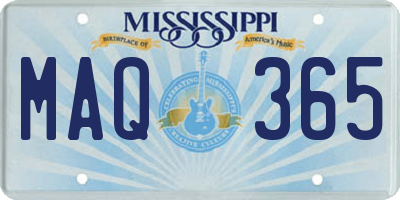 MS license plate MAQ365