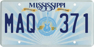 MS license plate MAQ371
