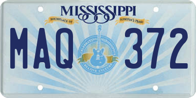 MS license plate MAQ372
