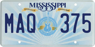 MS license plate MAQ375