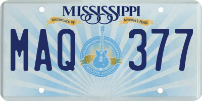MS license plate MAQ377