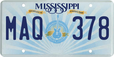 MS license plate MAQ378