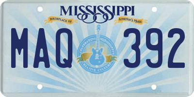 MS license plate MAQ392