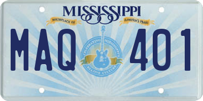 MS license plate MAQ401