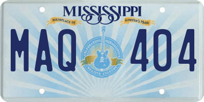MS license plate MAQ404