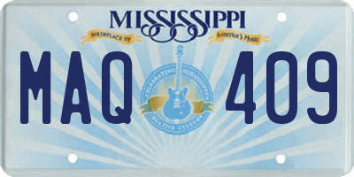 MS license plate MAQ409