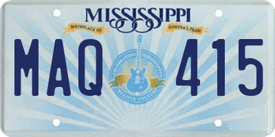MS license plate MAQ415