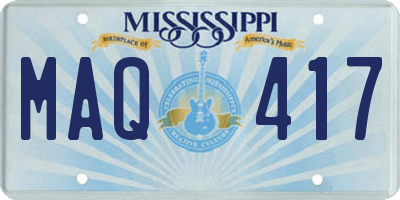 MS license plate MAQ417