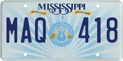 MS license plate MAQ418