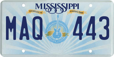 MS license plate MAQ443