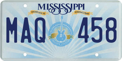 MS license plate MAQ458