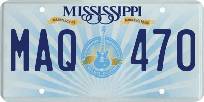 MS license plate MAQ470