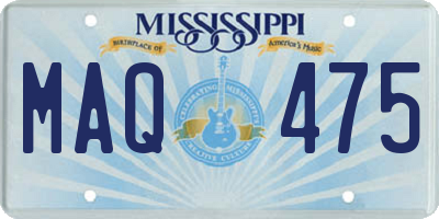 MS license plate MAQ475