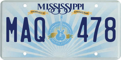 MS license plate MAQ478