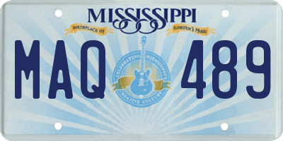 MS license plate MAQ489