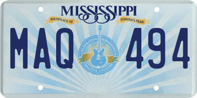 MS license plate MAQ494