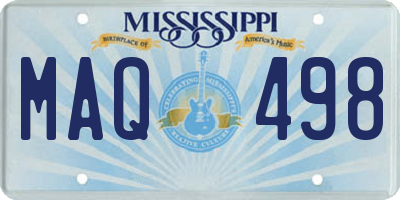 MS license plate MAQ498