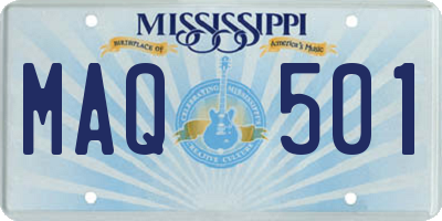 MS license plate MAQ501