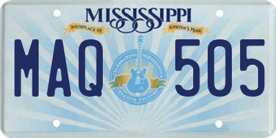 MS license plate MAQ505