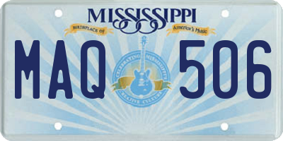 MS license plate MAQ506