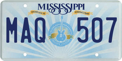 MS license plate MAQ507