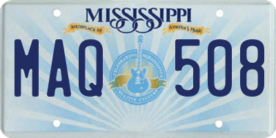 MS license plate MAQ508