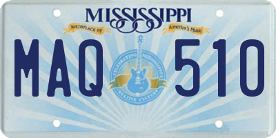 MS license plate MAQ510
