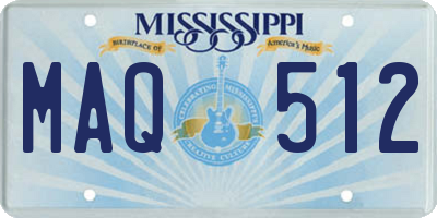 MS license plate MAQ512