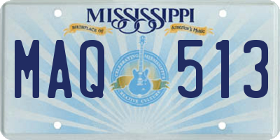 MS license plate MAQ513