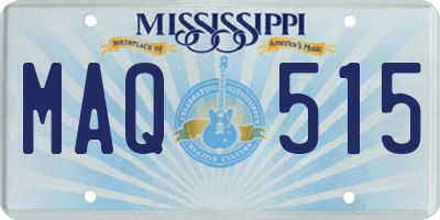 MS license plate MAQ515