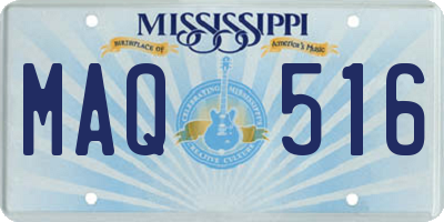 MS license plate MAQ516
