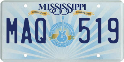 MS license plate MAQ519