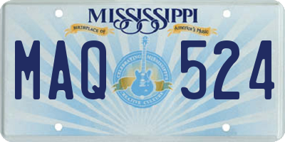 MS license plate MAQ524