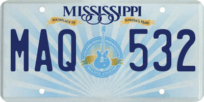 MS license plate MAQ532