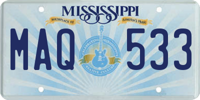 MS license plate MAQ533
