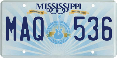MS license plate MAQ536