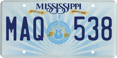 MS license plate MAQ538